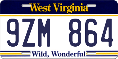 WV license plate 9ZM864