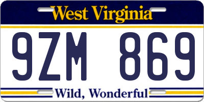 WV license plate 9ZM869