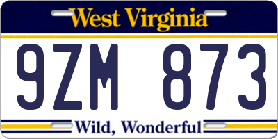 WV license plate 9ZM873