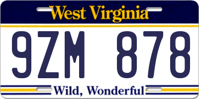 WV license plate 9ZM878