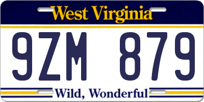 WV license plate 9ZM879
