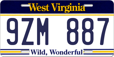 WV license plate 9ZM887