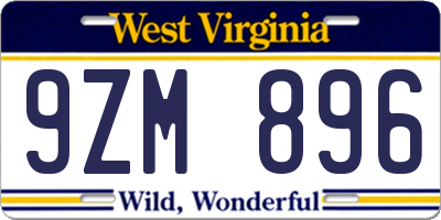 WV license plate 9ZM896