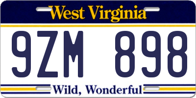 WV license plate 9ZM898