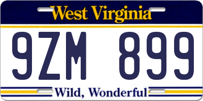 WV license plate 9ZM899
