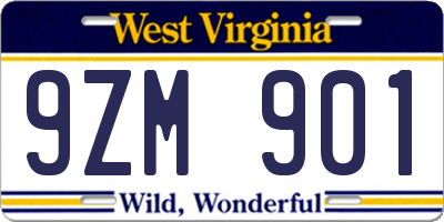 WV license plate 9ZM901