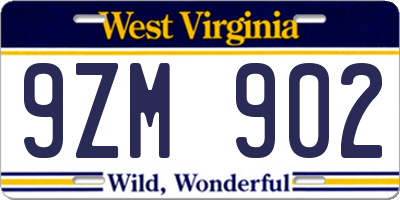 WV license plate 9ZM902