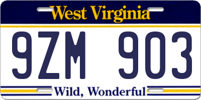 WV license plate 9ZM903