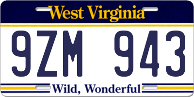 WV license plate 9ZM943