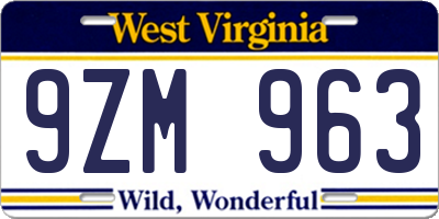 WV license plate 9ZM963