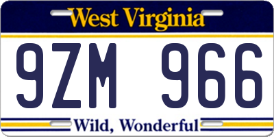 WV license plate 9ZM966