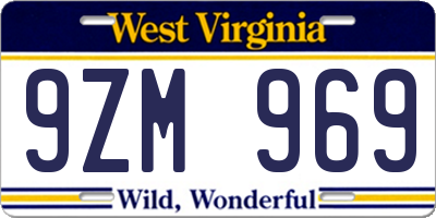 WV license plate 9ZM969