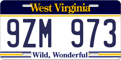 WV license plate 9ZM973