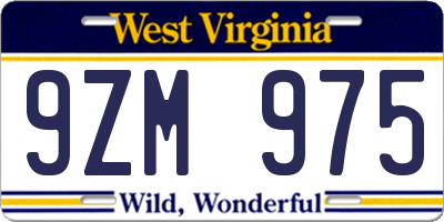 WV license plate 9ZM975
