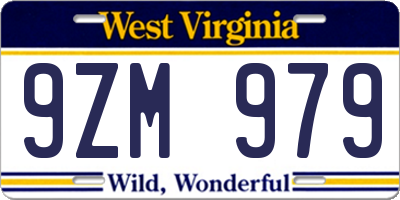 WV license plate 9ZM979