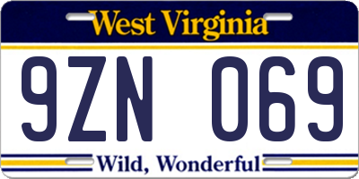 WV license plate 9ZN069