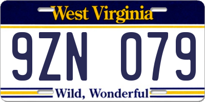 WV license plate 9ZN079