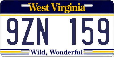 WV license plate 9ZN159