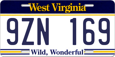 WV license plate 9ZN169