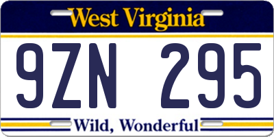 WV license plate 9ZN295