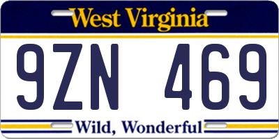 WV license plate 9ZN469