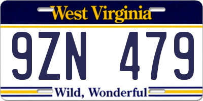 WV license plate 9ZN479
