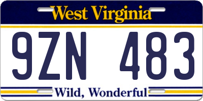 WV license plate 9ZN483
