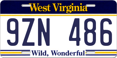 WV license plate 9ZN486