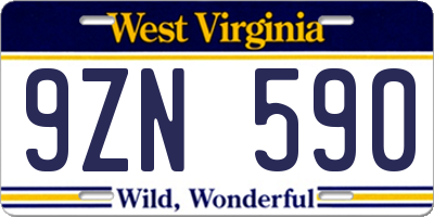 WV license plate 9ZN590