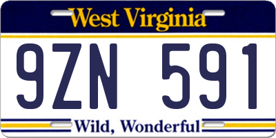 WV license plate 9ZN591