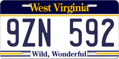 WV license plate 9ZN592