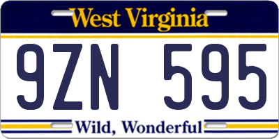 WV license plate 9ZN595