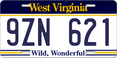 WV license plate 9ZN621