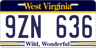 WV license plate 9ZN636