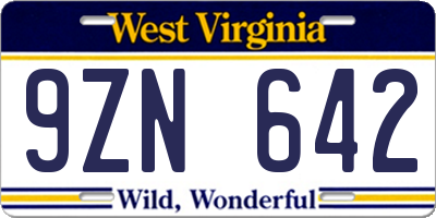 WV license plate 9ZN642
