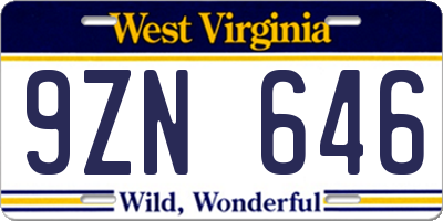 WV license plate 9ZN646