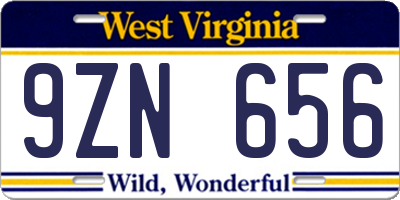 WV license plate 9ZN656