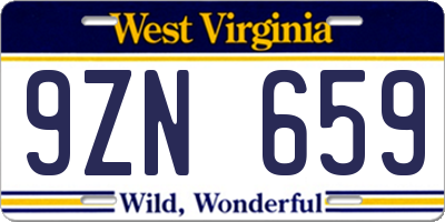 WV license plate 9ZN659
