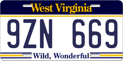 WV license plate 9ZN669