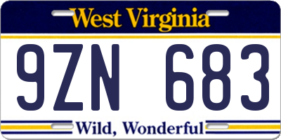 WV license plate 9ZN683