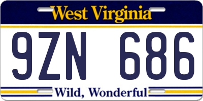 WV license plate 9ZN686