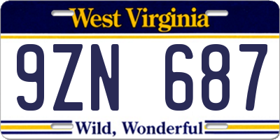 WV license plate 9ZN687