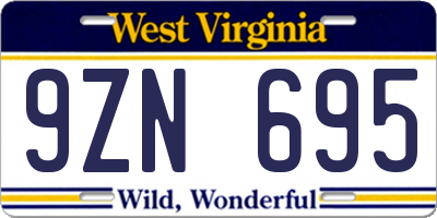 WV license plate 9ZN695