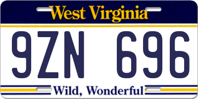 WV license plate 9ZN696
