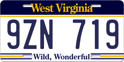 WV license plate 9ZN719