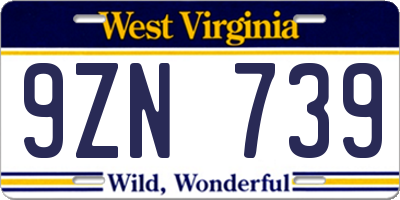 WV license plate 9ZN739
