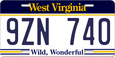 WV license plate 9ZN740