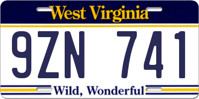 WV license plate 9ZN741