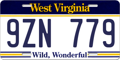 WV license plate 9ZN779