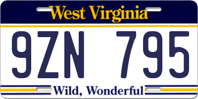 WV license plate 9ZN795